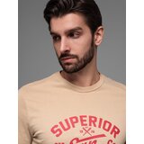 Ombre Men's long sleeve collegiate print t-shirt - sand | Shoptok.si