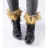 Gemre Black patent snow boots with fur Bow | Shoptok.si