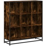 vidaXL Knjižna omara dimljeni hrast 97,5x33x107,5cm inž. les in kovina | Shoptok.si