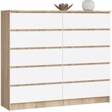 AKORD Komoda, 10 Predalov, Hrast Sonoma/Bela, (5000332372) | Shoptok.si