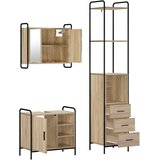  Set ormarića za kupaonicu 3 kom. Hrast sonoma - Hrast sonoma Ormar s umivaonikom (1 vrata i 1 polica) + viseći ormar | shoptok.hr