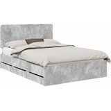  Krevetna konstrukcija s ladicama Betonski sivi 150 x 200 cm | shoptok.hr