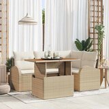  Sjedeća garnitura za vrt 5 kom. Bež Poli ratan 179 x 124 x 69 cm | shoptok.hr
