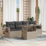 Maison Chic Seti vrtnega pohištva - Vrtna garnitura - Vrtni pohištvo set 5-delna z blazinami siv poli ratan, (21815704) | Shoptok.si