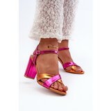 Boto Eco Leather Sandals with High Block Heel Fuchsia Abilica | Shoptok.si