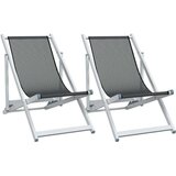 vidaXL Sklopive stolice za plažu 2 kom sive od aluminija i tekstilena | shoptok.hr