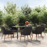  7-dijelni vrtni blagovaonski set s jastucima crni Crna Dužina stola 160 cm | shoptok.hr