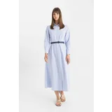 Defacto Shirt Collar Poplin Long Sleeve Dress