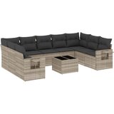 Maison Chic Seti vrtnega pohištva - Vrtna garnitura - Vrtni pohištvo set 10-delna z blazinami sv. siv poli ratan, (21820548) | Shoptok.si