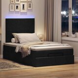  Otomanski okvir kreveta s madraca crni 120x190 cm od tkanine | shoptok.hr