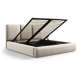 Mazzini Beds Krem baršunasti tapecirani bračni krevet s prostorom za odlaganje s podnicom 140x200 cm Brody – | shoptok.hr