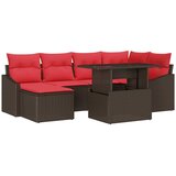 vidaXL Vrtna sedežna garnitura z blazino 7 pcs Rjava in rdeča, (5000021514) | Shoptok.si