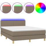  Box spring postelja z vzmetnico LED taupe 140x200 cm blago | Shoptok.si