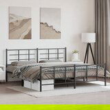 Maison Chic Kovinski Posteljni okvir - Dvoposteljna postelja - Zakonska postelja z vzglavjem in vznožjem črn 193x203 cm, (21696542) | Shoptok.si
