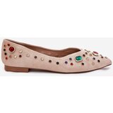 Boto Women's Ballerinas Decorated With Crystals Beige Valena | shoptok.hr