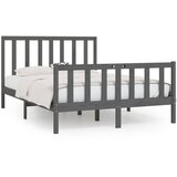 Maison Chic Posteljni okvir - Dvoposteljna postelja - Zakonska postelja siv iz trdnega lesa 150x200 cm-J15084, (21773212) | Shoptok.si