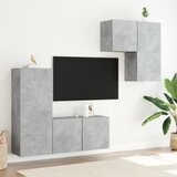  4-dijelni zidni TV elementi svjetlima boja betona drveni | shoptok.hr