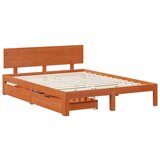  Okvir za krevet 3 pcs Vosak smeđa Čvrsto borovo drvo - Voštano smeđa 135 x 190 cm | shoptok.hr