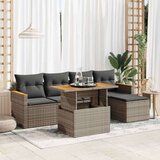 vidaXL 6-dijelni set vrtnih sofa poliratan i bagrem s jastucima sivi | shoptok.hr