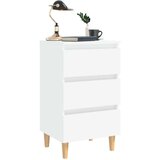 vidaXL Nočna omarica z lesenimi nogami bela 40x35x69 cm | Shoptok.si