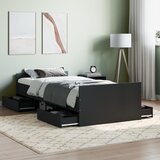  The Living Store Posteljni okvir z vzglavjem in vznožjem črn 100x200 cm - Posteljni Okvir, (21496907) | Shoptok.si
