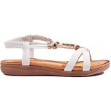 Shelvt White sandals with decorative elements | Shoptok.si
