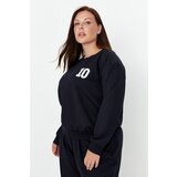 Trendyol Curve Navy Blue Pactch Detailed Knitted Sweatshirt | shoptok.hr