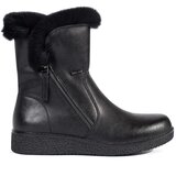 Sergio Leone Women's padded black leather ankle boots with fur | ePonuda.com