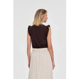 Marisse Brown Blouse With Ruffles On The Shoulders | shoptok.hr