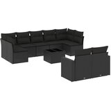  10-dijelni set vrtnih sofa s jastucima crni od poliratana | shoptok.hr
