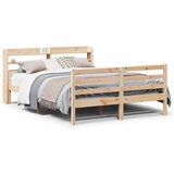 vidaXL Posteljni okvir z vzglavjem 135x190 cm trdna borovina | Shoptok.si