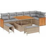  Set vrtnog sofu od 9 dijelova s jastučićima bež poli ratan akacije sofa za 2 osobe s jastučićima bež poli ratan set vrtnog bla | shoptok.hr
