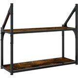  Zidna polica s 2 razine dimljenog hrasta 60x21x51 cm drvena | shoptok.hr