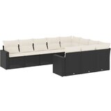 vidaXL Vrtna sedežna garnitura 10-delna z blazinami črn poli ratan, (21057492) | Shoptok.si