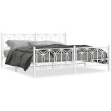 Furnova Kovinski posteljni okvir z vzglavjem in vznožjem bel 193x203 cm, (21938610) | Shoptok.si