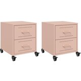 Furnova Nočna omarica 2 kosa roza 36x39x43,5 cm jeklo, (21927410) | Shoptok.si