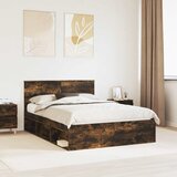  Krevetna konstrukcija s uzglavljem Dimljeni hrast 140 x 190 cm | shoptok.hr