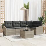 vidaXL 6-delni vrtni jedilni set z blazinami siva poli ratan | Shoptok.si