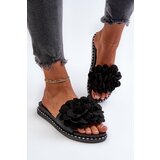 Kesi Women's slippers decorated with flowers, black cellanen Cene