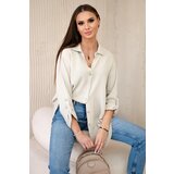 Kesi Włoski Cotton muslin shirt oversize dark beige | ePonuda.com