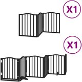  Vrata za pse s vratašcima 9 panela sklopiva 450 cm drvo topole Crna 50 x 60 x 2 cm | Shoptok.si