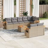 Maison Chic Seti vrtnega pohištva - Vrtna garnitura 9-delna z blazinami bež poli ratan, (21796415) | Shoptok.si