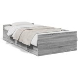 vidaXL Posteljni okvir s predali siva sonoma 75x190 cm inženirski les Cene