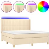  Krevet box spring s madracem LED krem 180x200 cm od tkanine | shoptok.hr