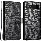 INORCO Usnjen ovitek s funkcijo stojala za Google Pixel 6a, etui za telefon Denarnica s krokodiljo teksturo s paščkom, (22035617) Cene