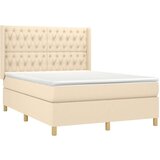  Krevet box spring s madracem LED krem 140x190 cm od tkanine | shoptok.hr