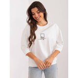 Fashion Hunters Ecru casual blouse with print | Shoptok.si