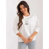 Fashion Hunters Ecru casual blouse with print