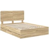  Krevetna konstrukcija s ladicama Sonoma hrast 150 x 200 cm Smeđa 206 x 153 x 100 cm | Shoptok.si