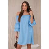 Kesi Spanish dress with pleats on the sleeve blue Cijene